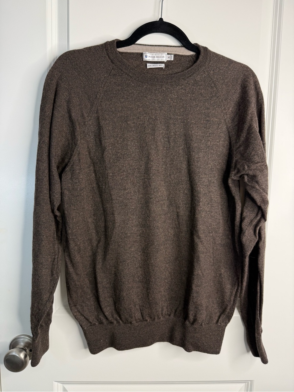 Peter Millar 100% Merino Wool Brown Crewneck Pullover Sweater Mens Medium